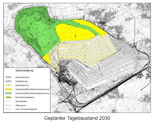Tagebau Hambach: Ursprünglich geplanter Tagebaustand 2030. [Quelle: RWE Power AG]