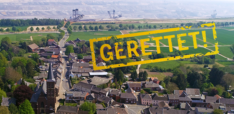 Mit dem Vertrag der Ampel-Koalition dürfte Keyenberg vor den Braunkohlebaggern gerettet sein. [Foto: Dirk Jansen]